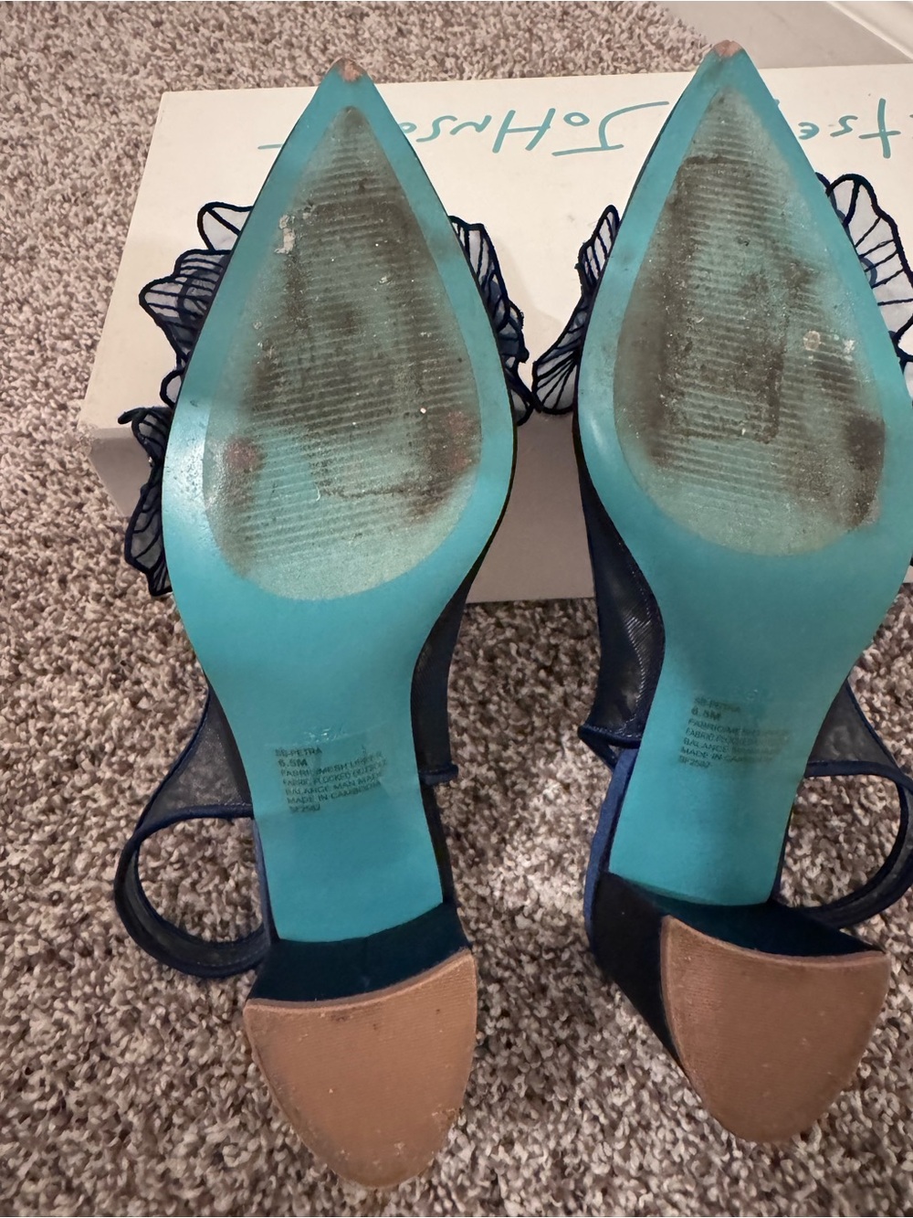 Betsey Johnson Embellished Navy Floral Slingback Heels - Picture 5 of 9